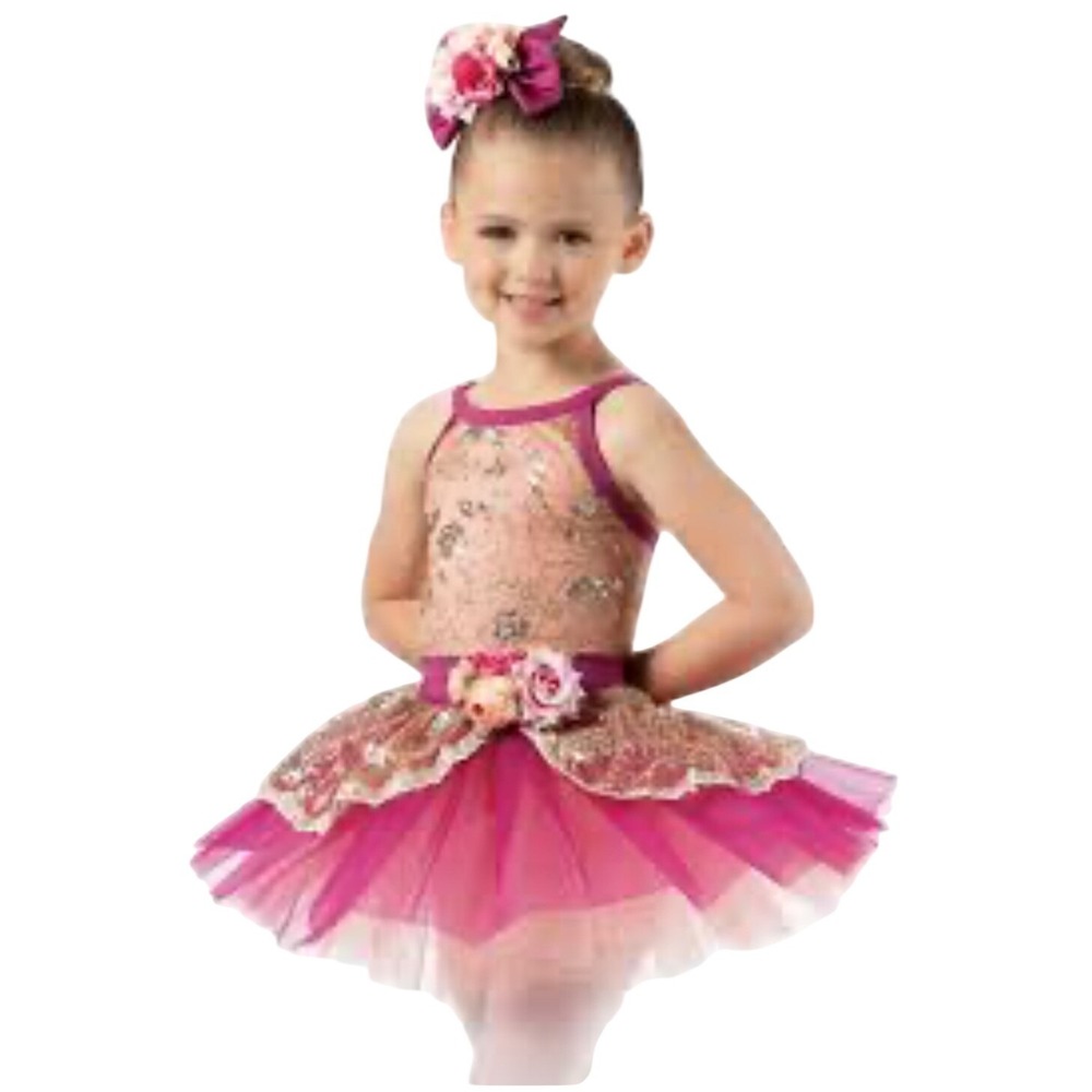 Weissman Showtime Petite Fille Floral Tutu Dance Costume Size IC 7/8 Ballet
